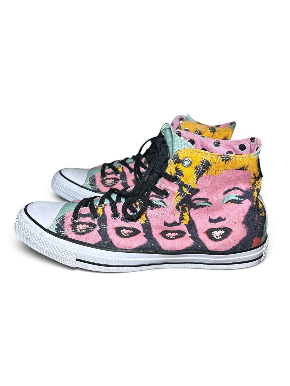 Converse High Top Sneakers with Pink and Yellow Pop Art Marilyn Design